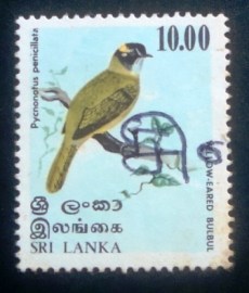 Selo postal do Sri Lanka de 1979 Yellow-eared Bulbul