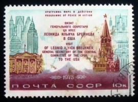 Selo postal da União Soviética de 1973 Brezhnev's Visit to USA U