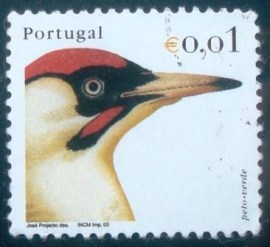 Selo postal de Portugal de 2003 European Green Woodpecker