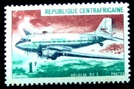 Selo postal da Rep. Centro Africana de 1967 Douglas DC-3