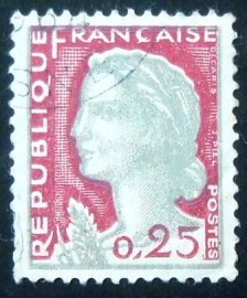 Selo postal da França de 1960 Marianne 025