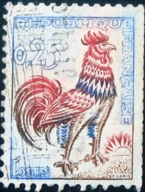 Selo postal da França de 1962 Gallic Cock 25