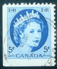 Selo postal do Canadá de 1954 Queen Elizabeth II 5c Flu