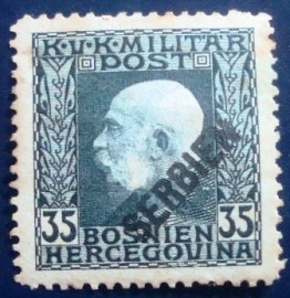 Selo postal da Áustria de 1916 Overprint SERBIEN 35