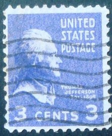 Selo postal dos Estados Unidos de 1938 Thomas Jefferson A