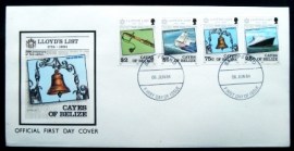 Envelope de 1º Dia de Circulação de Cayes of Brelize de 1984 Lloyds List
