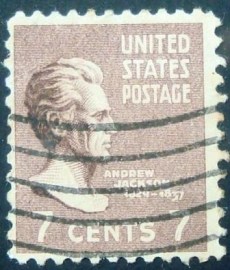 Selo postal dos Estados Unidos de 1938 Andrew Jackson