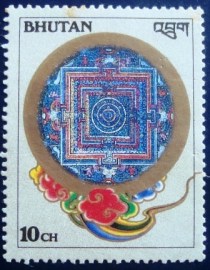 Selo postal do Bhutan de 1986 Mandala of Phurpa