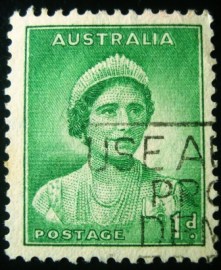 Selo postal da Austrália de 1938  Rainha Elizabeth 1