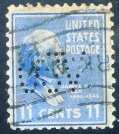 Selo postal dos Estados Unidos de 1938 James K. Polk