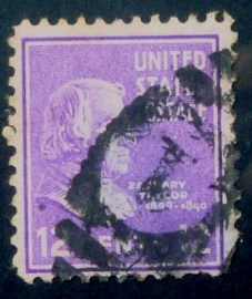 Selo postal dos Estados Unidos de 1938 Zachary Taylor