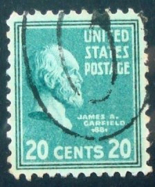 Selo postal dos Estados Unidos de 1938 James A. Garfield