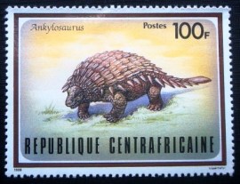 Selo postal da Rep. Centro-Africana de 1988 Ankylosaurus