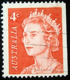 Selo postal da Austrália de 1966 Queen Elizabeth II