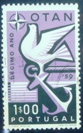 Selo postal de Portugal de 1960 Peace dove on anchor 1$ - 846 U