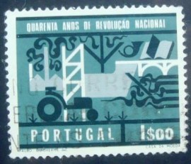 Selo postal de Portugal de 1966 Depiction of the Development of Portugal 1$