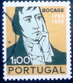 Selo postal de Portugal de 1966 Manuel Maria Barbosa du Bocage 1$