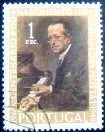 Selo postal de Portugal de 1969 Vianna da Motta 1$