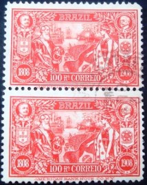 Selo postal do Brasil de 1908 Abertura dos Portos