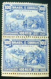 Par de selos postais COMEMORATIVOS do Brasil de 1922 - C 14 U