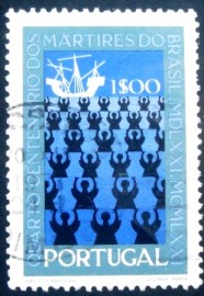 Selo postal de Portugal de 1971 Missionaries and Ship 1$