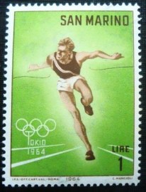 Selo postal de San Marino de 1964 Running