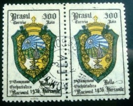 Par de selos postais COMEMORATIVOS do Brasil 1936 - C 112  U