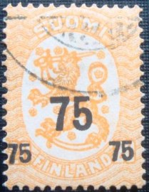 Selo postal da Finlândia de 1919 Saarinen Design Overprint 75
