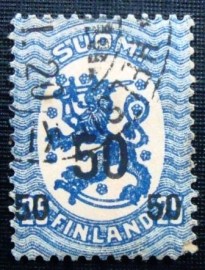 Selo postal da Finlândia de 1919 Saarinen Design Overprint 50