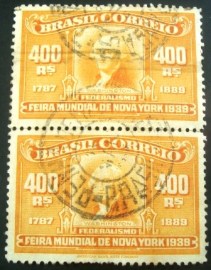 Par de selos postais do Brasil de 1939 Washington