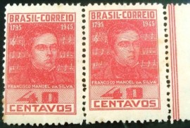 Par de selos postais de 1945 Francisco Manoel da Silva
