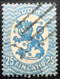 Selo postal da Finlândia de 1917 Saarinen Design 25