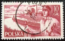 Selo postal da Polônia de 1956 Sailor tug and barges