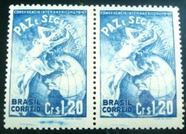 Par de selos postais COMEMORATIVOS do Brasil 1947 - C 229 M