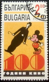 Selo postal da Bulgária de 1995 Charlie Chaplin-Mickey Mouse