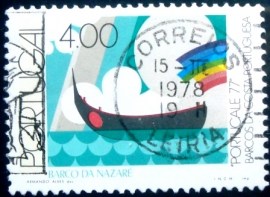 Selo postal de Portugal de 1977 Nazaré Bark - 1380 U