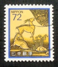 Selo postal do Japão de 1989 Deer