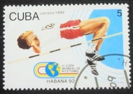 Selo postal de Cuba de 1992 High Jump