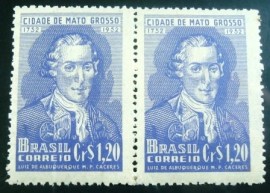 Par de selo do Brasil de 1952 Luiz de Albuquerque M.P. Cáceres M