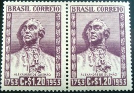 Par de selos postais COMEMORATIVOS do Brasil 1954 - C 327 M