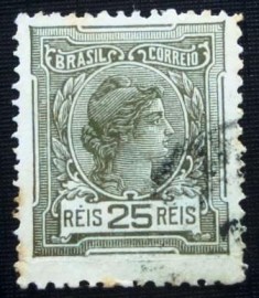 Selo postal do Brasil de 1919 Alegoria República 25 - 163 U