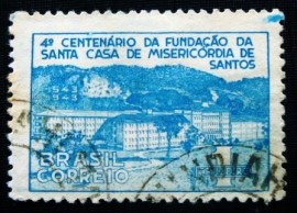 Selo postal de 1943 Santa Casa de Santos - C 186 U
