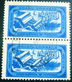 Par de selos postais de 1955 Usina de Itutinga- C 357 U V