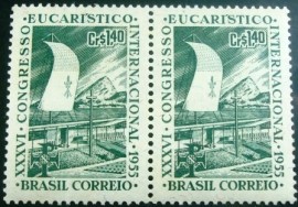  de selos postais do Brasil de 1955 36º Congresso Eucarístico  - C 365 M