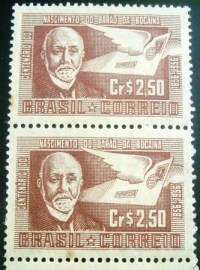 Par de selos postais de 1956 Barão de Bocaína