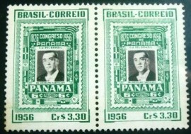 Par de selos postais do Brasil de 1956 Reunião de Presidentes