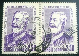 Par de selos postais do Brasil de 1958 Marechal Osório - C 410 U