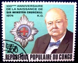 Selo postal do Congo de 1974 Winston Churchill MCC