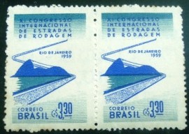 Par de selos postais de 1959 Estradas de Rodagem - C 437 PR N