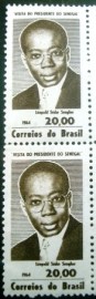 Par de selos postais do Brasil de 1964 Leopold Senghor - C 514  M V